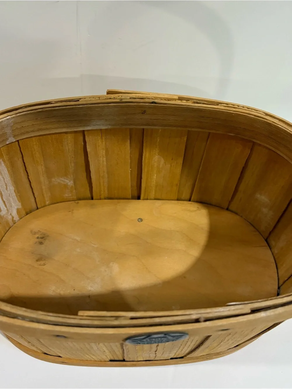 Vintage Peterboro Basket Co Woven Wood Basket Handle Rectangle 11